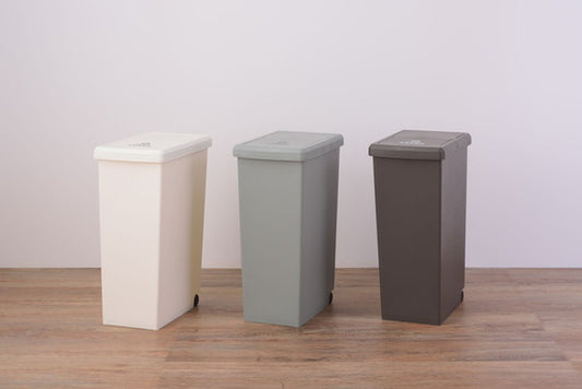 スライド ペール ごみ箱 ゴミ箱 ダストボックス トラッシュ30L ブラウン グリーン ホワイト W24×D37×H53 ゴミ箱 30L ダストボックス 屋外 屋内 キャスター付き ポリプロピレン ごみ箱 分別ゴミ箱 キッチン スライドロック式 スライドペール アースカラー ブラウン グリーン ホワイト azu-lfs-762の画像