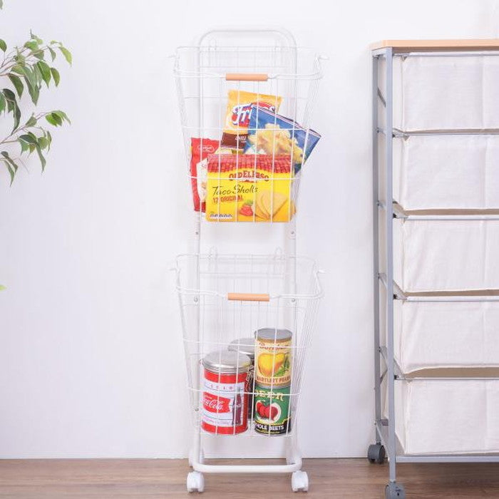 バスケットワゴン ブラック ホワイト W37×D40×H107 バスケットワゴン バスケット ランドリーワゴン 洗濯かご 洗濯物入れ 省スペース スリム キャスター付き スクエア型 収納 取り外し スタッキング可能 シンプル 清潔感 おしゃれ ブラック ホワイト azu-lfs-881の画像