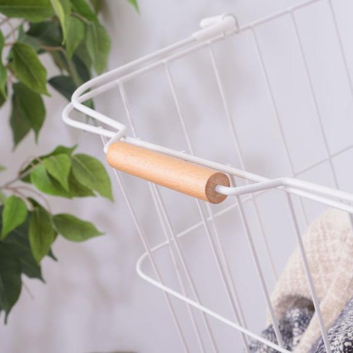 バスケットワゴン ブラック ホワイト W37×D40×H107 バスケットワゴン バスケット ランドリーワゴン 洗濯かご 洗濯物入れ 省スペース スリム キャスター付き スクエア型 収納 取り外し スタッキング可能 シンプル 清潔感 おしゃれ ブラック ホワイト azu-lfs-881の画像