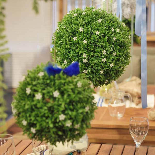 フェイクグリーン ボールL ホワイト グリーン 直径 約33  azu-lfs-903の画像