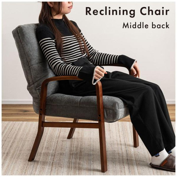 高座椅子 ベージュ グレー W60.5×D69~86×H79~86×SH44.5  azu-lss-36の画像