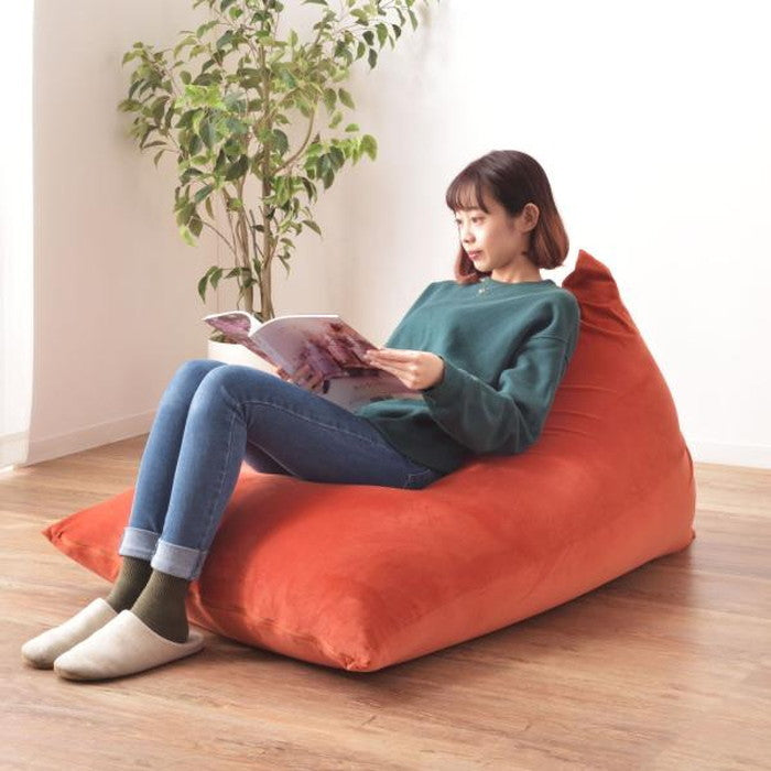 ビーズクッション グレー オレンジ W75×D110×H50 ビーズクッション クッション フィット マイクロビーズ 座椅子 ソファ くつろぎ 楽 おおきい 1人暮らし リビング かわいい カラフル オレンジ グレー azu-lss-801の画像