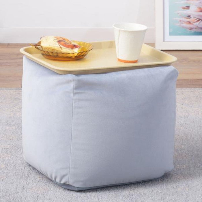 ミニビーズクッション シャンパンピンク W30×D30×H30 ビーズクッション ミニ クッション 座椅子 自立型 ミニテーブル サイドテーブル マイクロビーズ ベロア かわいい ピンク ライトグレー 北欧 シンプル キューブ型 四角 azu-lss-803の画像