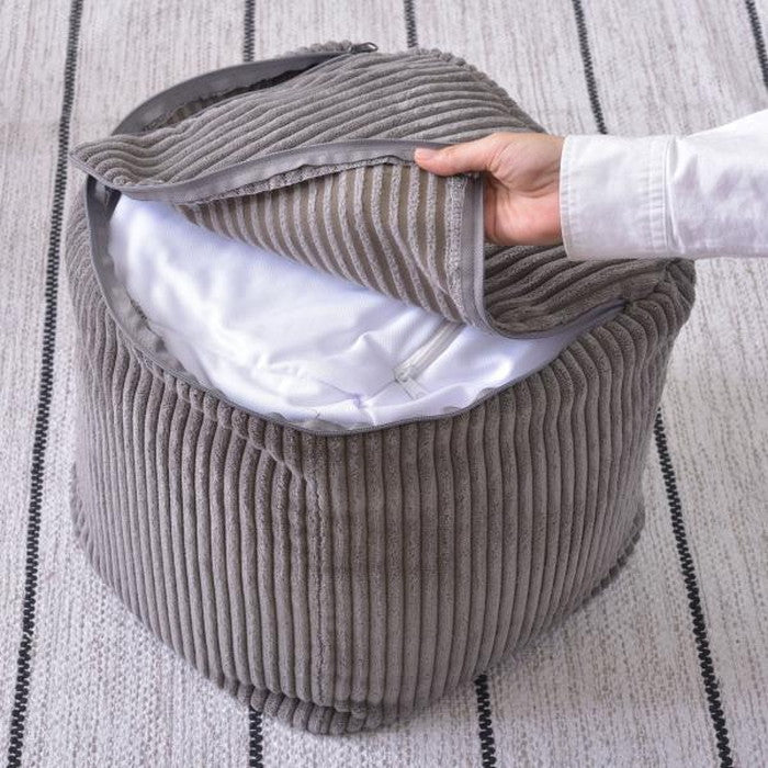 ミニビーズクッション ベージュ グレー ネイビー ホワイト W30×D30×H30 クッション ビーズクッション ミニビーズクッション コーデュロイ キューブ型 四角 カバーロング ダブルファスナー マイクロビーズ 持ち運び 軽い コンパクト シンプル ナチュラル ベージュ グレー ネイビー azu-lss-804の画像