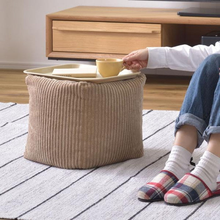 ミニビーズクッション ベージュ グレー ネイビー ホワイト W30×D30×H30 クッション ビーズクッション ミニビーズクッション コーデュロイ キューブ型 四角 カバーロング ダブルファスナー マイクロビーズ 持ち運び 軽い コンパクト シンプル ナチュラル ベージュ グレー ネイビー azu-lss-804の画像