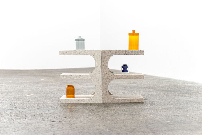 サイドテーブル ライトグレー ホワイト W40×D32×H50  azu-mar-14の画像