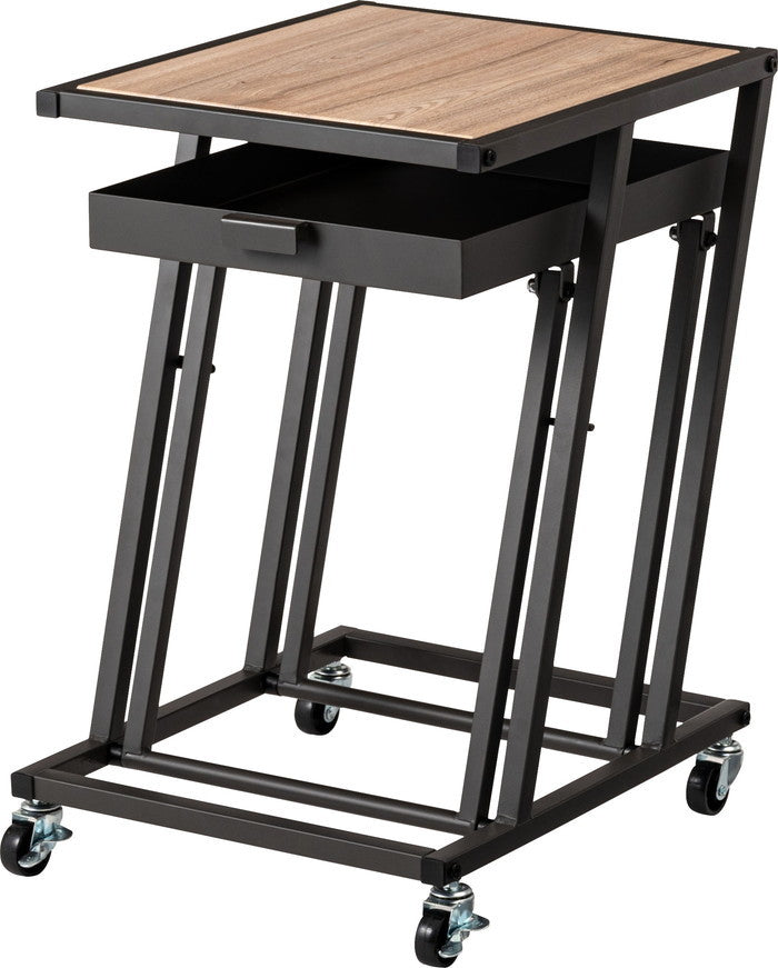 サイドテーブル ダークグレー ホワイト W36.5×D44×H55  azu-mip-18の画像