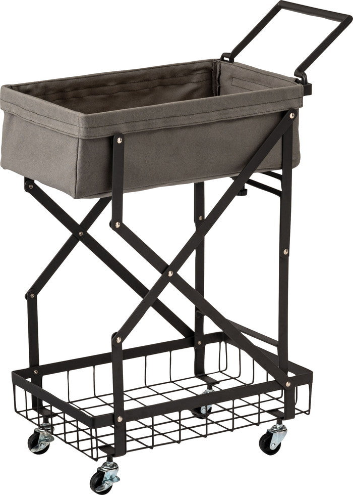 フォールディングワゴン ダークグレー ホワイト W31.5×D56.5×H77  折りたたみ 折り畳み azu-mip-19の画像