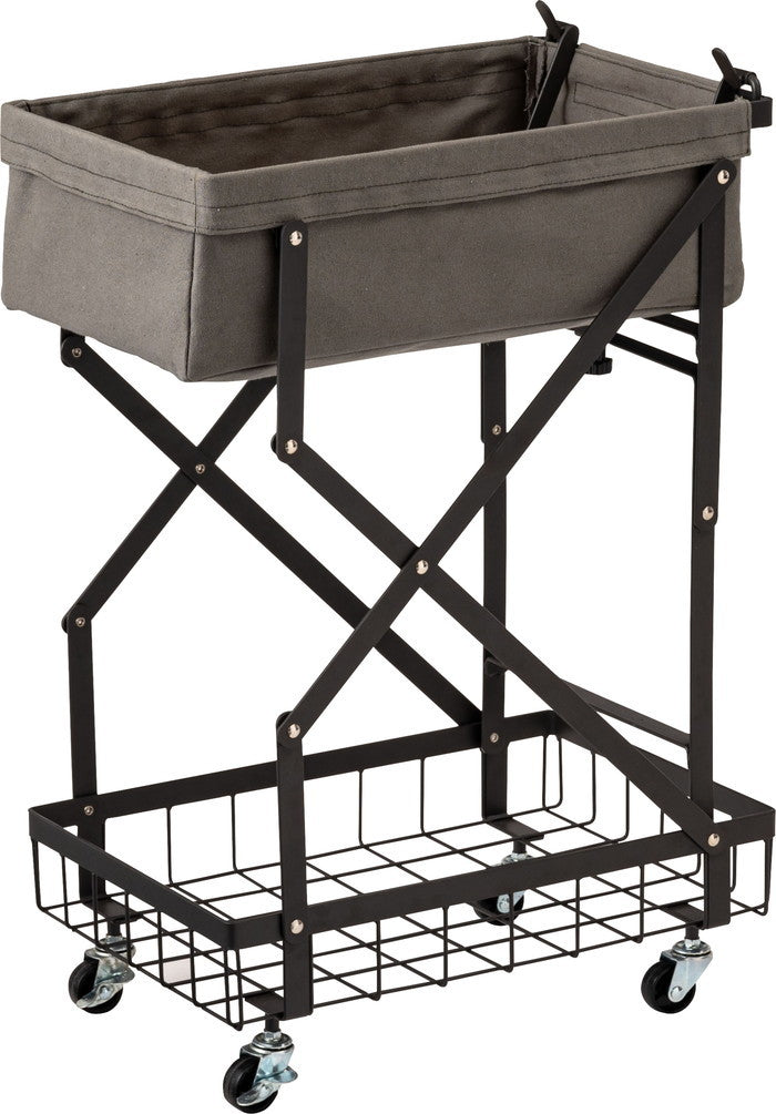 フォールディングワゴン ダークグレー ホワイト W31.5×D56.5×H77  折りたたみ 折り畳み azu-mip-19の画像