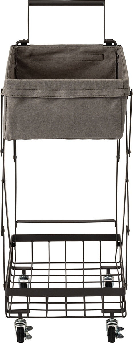 フォールディングワゴン ダークグレー ホワイト W31.5×D56.5×H77  折りたたみ 折り畳み azu-mip-19の画像