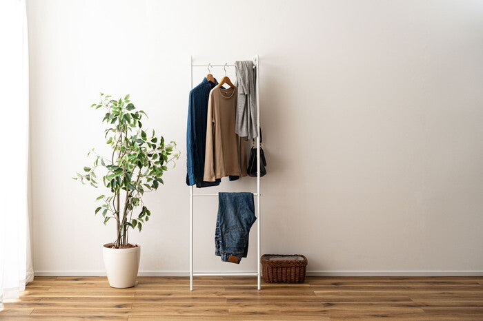  ハンガー ダークグレー グレー ホワイト W49.5×D21×H163 ハンガー 高さ163cm 壁掛け 洋服掛け 部屋干し ディスプレイ 玄関 スチール 見せる収納 スリム シンプル 軽量 ダークグレー azu-mip-24の画像