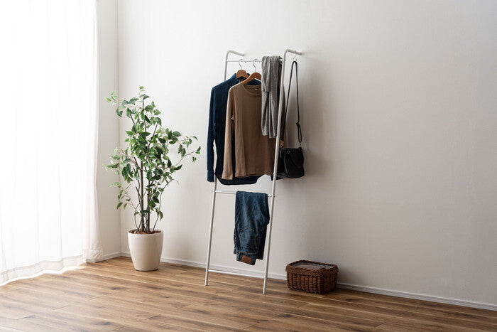  ハンガー ダークグレー グレー ホワイト W49.5×D21×H163 ハンガー 高さ163cm 壁掛け 洋服掛け 部屋干し ディスプレイ 玄関 スチール 見せる収納 スリム シンプル 軽量 ダークグレー azu-mip-24の画像