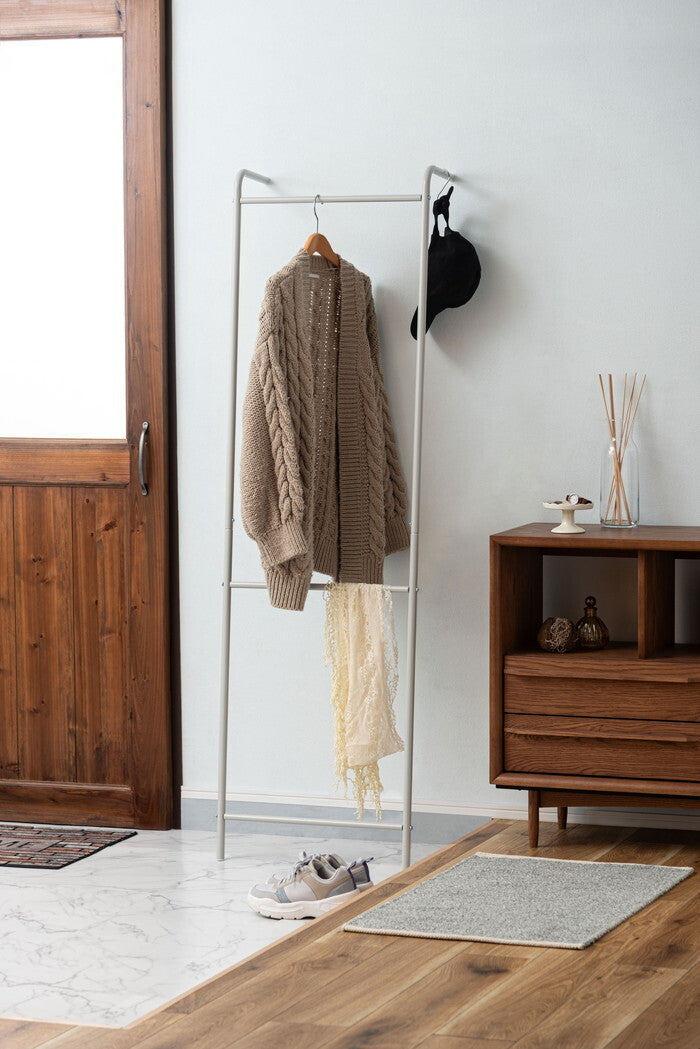  ハンガー ダークグレー グレー ホワイト W49.5×D21×H163 ハンガー 高さ163cm 壁掛け 洋服掛け 部屋干し ディスプレイ 玄関 スチール 見せる収納 スリム シンプル 軽量 ダークグレー azu-mip-24の画像