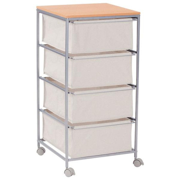 キャンバスチェスト4段 ベージュ W43×D44×H84 キャンバスチェスト4段 キャンバスチェスト チェスト キャンバス生地 グレー ナチュラル リビング 収納 スリム おしゃれ キャスター付き 衣装ケース ウッドトップ 布 ランドセルラック 衣類収納 洋服 キャンバス生地 移動 脱衣所 azu-mip-278の画像