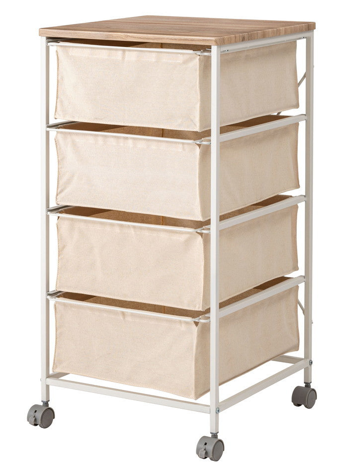 キャンバスチェスト4段 ホワイト W43×D44×H84  azu-mip-378の画像