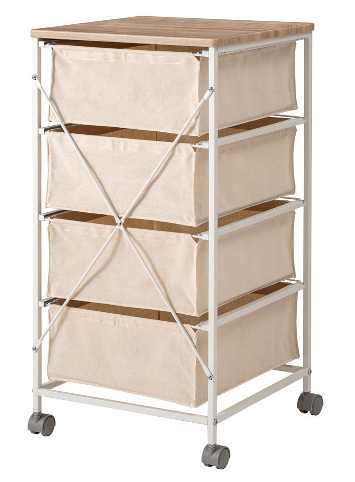 キャンバスチェスト4段 ホワイト W43×D44×H84  azu-mip-378の画像