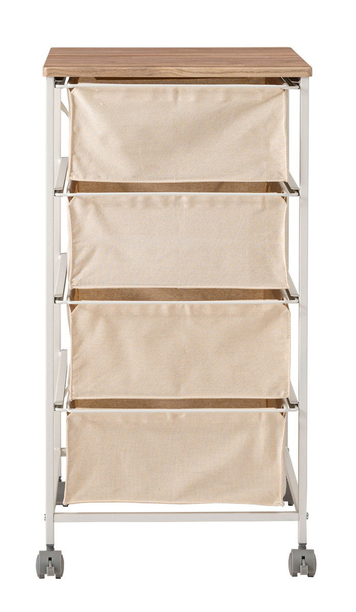 キャンバスチェスト4段 ホワイト W43×D44×H84  azu-mip-378の画像