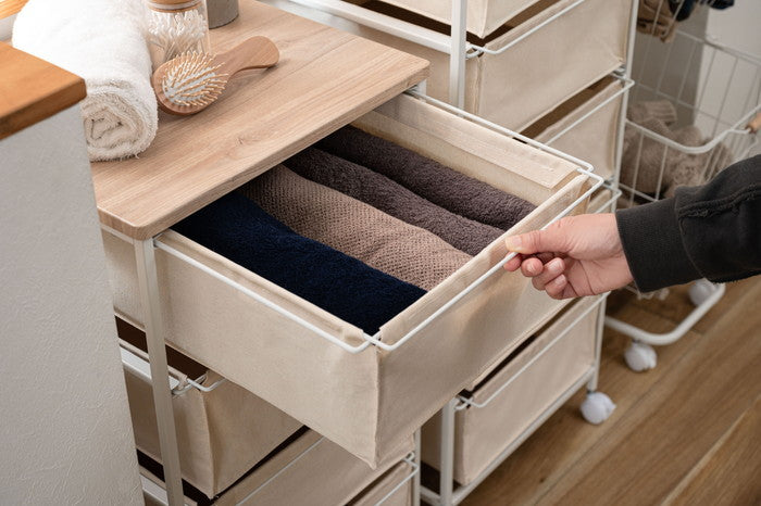 キャンバスチェスト4段 ホワイト W43×D44×H84  azu-mip-378の画像