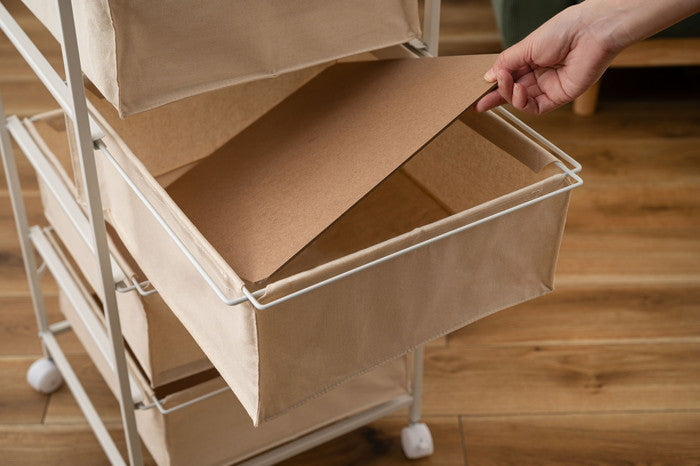 キャンバスチェスト4段 ホワイト W43×D44×H84  azu-mip-378の画像