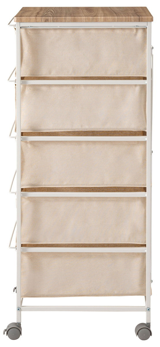 キャンバスチェスト5段 ホワイト W43×D44×H101.5  azu-mip-379の画像