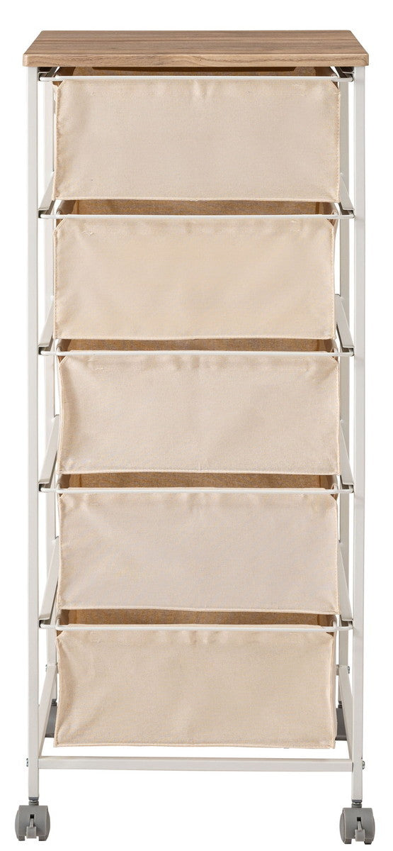 キャンバスチェスト5段 ホワイト W43×D44×H101.5  azu-mip-379の画像