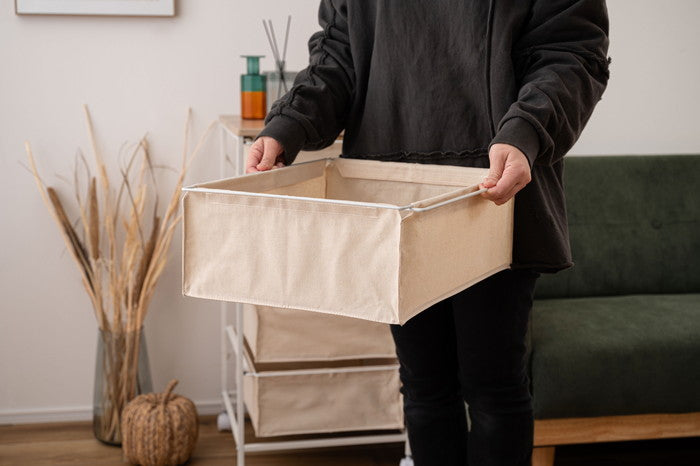 キャンバスチェスト5段 ホワイト W43×D44×H101.5  azu-mip-379の画像