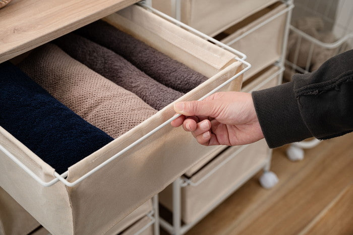 キャンバスチェスト5段 ホワイト W43×D44×H101.5  azu-mip-379の画像