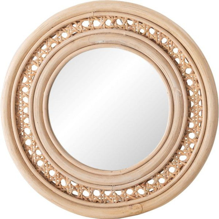 ラタンミラー 鏡 スタンド付き 約W26×D11.5×H23.5 ミラー 鏡 姿見 スタンド スタンド付き 丸型 円型 ラタン 籐 azu-mr-718の画像