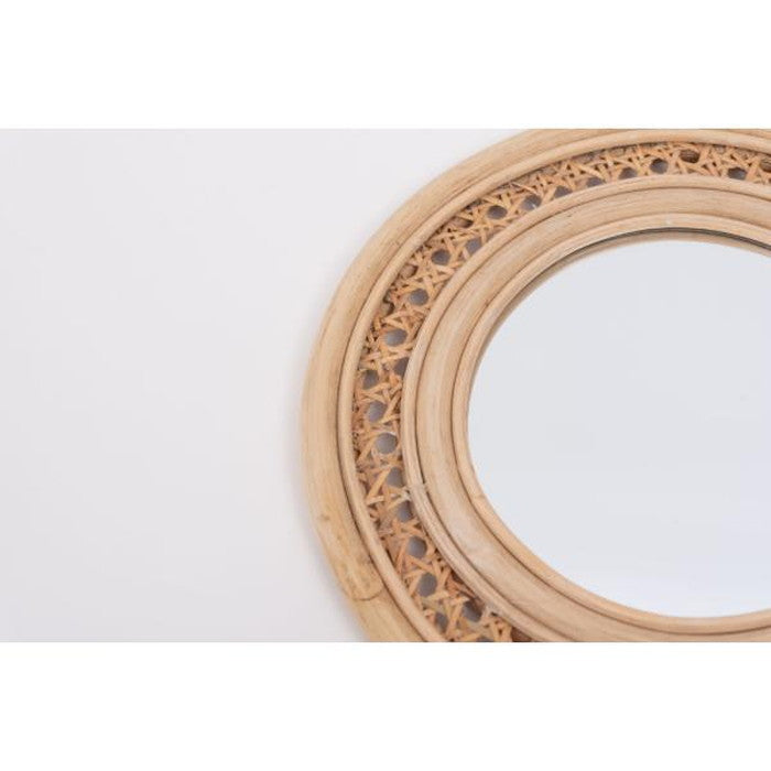 ラタンミラー 鏡 スタンド付き 約W26×D11.5×H23.5 ミラー 鏡 姿見 スタンド スタンド付き 丸型 円型 ラタン 籐 azu-mr-718の画像