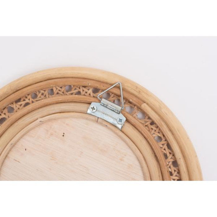 ラタンミラー 鏡 スタンド付き 約W26×D11.5×H23.5 ミラー 鏡 姿見 スタンド スタンド付き 丸型 円型 ラタン 籐 azu-mr-718の画像