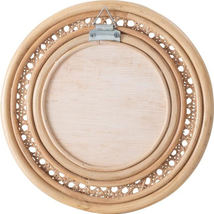 ラタンミラー 鏡 スタンド付き 約W26×D11.5×H23.5 ミラー 鏡 姿見 スタンド スタンド付き 丸型 円型 ラタン 籐 azu-mr-718の画像