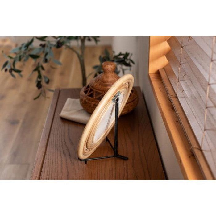 ラタンミラー 鏡 スタンド付き 約W26×D11.5×H23.5 ミラー 鏡 姿見 スタンド スタンド付き 丸型 円型 ラタン 籐 azu-mr-718の画像