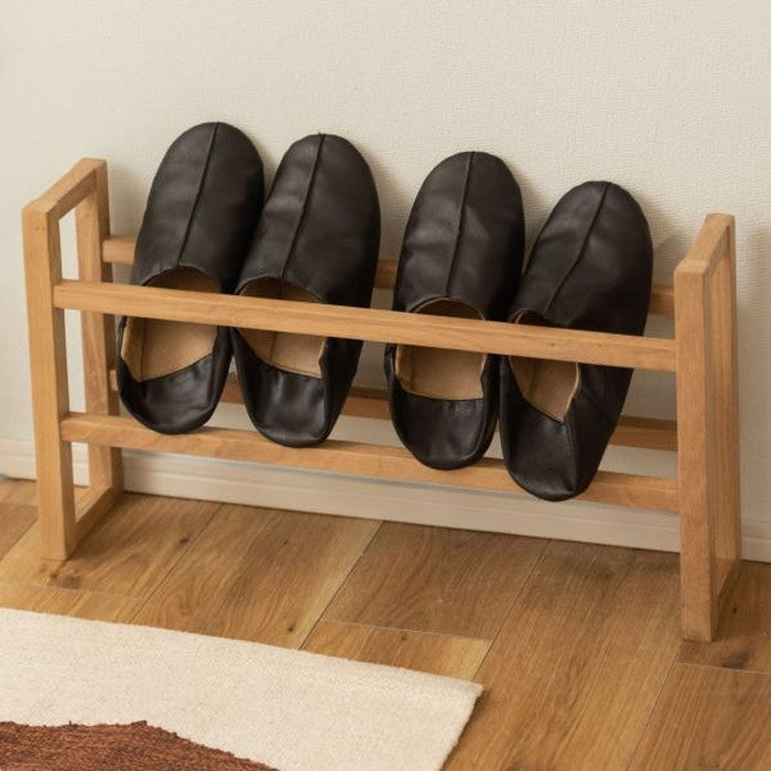 スリッパラック ブラウン ナチュラル W60×D12.5×H32 スリッパラック スリッパ 玄関 エントランス 天然木 オーク オーク無垢材 ナチュラル ブラウン シンプル モダン おしゃれ コンパクト 省スペース 無垢材 北欧 ４足収納 azu-mtk-315の画像