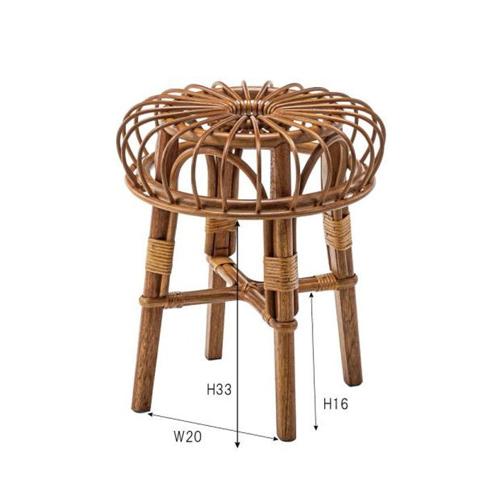 ラタンスツール ブラウン φ40×H45 azu-nrs-504