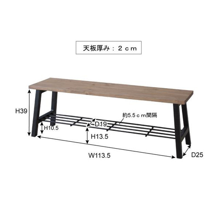 ローマン ベンチ ナチュラル W120×D32×H41  azu-nw-892の画像