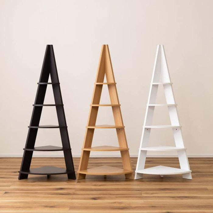 コーナー ラック ブラウン ナチュラル ホワイト W57×D40×H137  azu-nws-560の画像