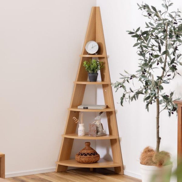 コーナー ラック ブラウン ナチュラル ホワイト W57×D40×H137  azu-nws-560の画像