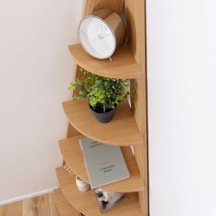 コーナー ラック ブラウン ナチュラル ホワイト W57×D40×H137  azu-nws-560の画像