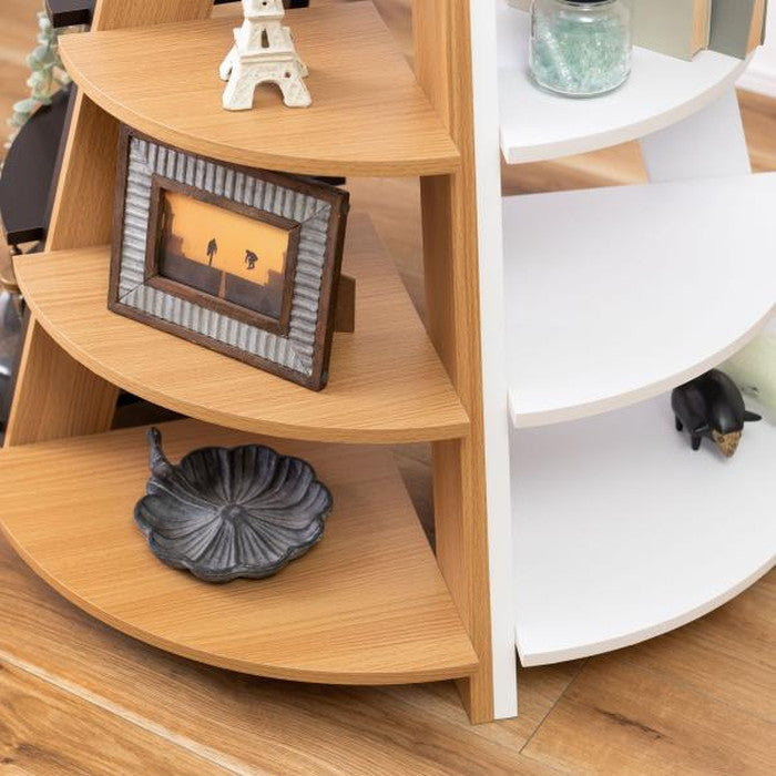 コーナー ラック ブラウン ナチュラル ホワイト W57×D40×H137  azu-nws-560の画像