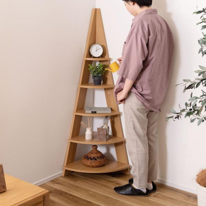 コーナー ラック ブラウン ナチュラル ホワイト W57×D40×H137  azu-nws-560の画像