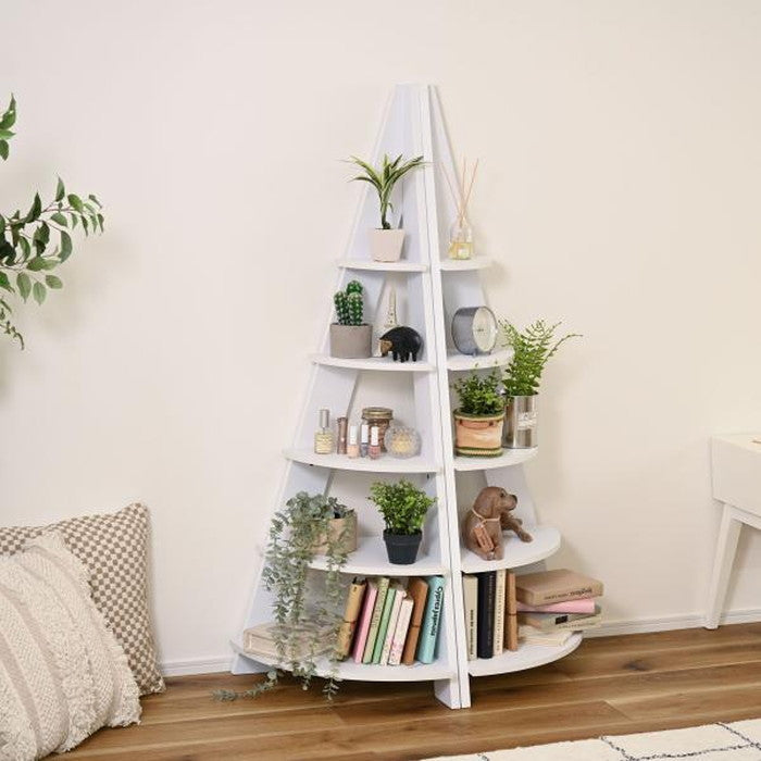 コーナー ラック ブラウン ナチュラル ホワイト W57×D40×H137  azu-nws-560の画像