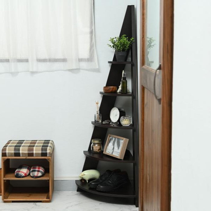 コーナー ラック ブラウン ナチュラル ホワイト W57×D40×H137  azu-nws-560の画像