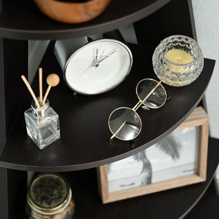 コーナー ラック ブラウン ナチュラル ホワイト W57×D40×H137  azu-nws-560の画像