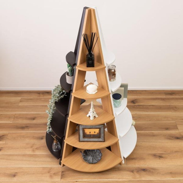 コーナー ラック ブラウン ナチュラル ホワイト W57×D40×H137  azu-nws-560の画像