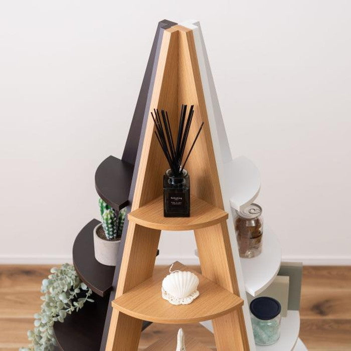 コーナー ラック ブラウン ナチュラル ホワイト W57×D40×H137  azu-nws-560の画像