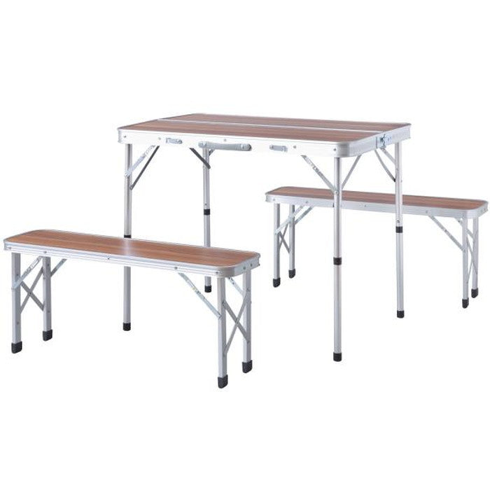 フォールディングテーブル＆ベンチセット ブラウン テーブル:W90×D60×H70 ベンチ:W87×D23×H38 折りたたみ時:W90×D10×H31 折りたたみ 折り畳み 折畳  azu-odl-559の画像