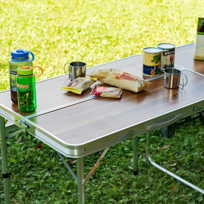 フォールディングテーブル＆ベンチセット ブラウン テーブル:W90×D60×H70 ベンチ:W87×D23×H38 折りたたみ時:W90×D10×H31 折りたたみ 折り畳み 折畳  azu-odl-559の画像