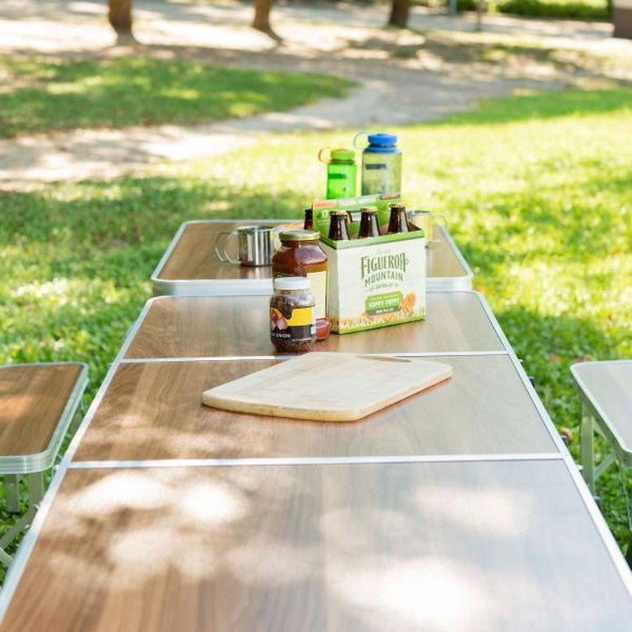 フォールディングテーブル＆ベンチセット ブラウン テーブル:W90×D60×H70 ベンチ:W87×D23×H38 折りたたみ時:W90×D10×H31 折りたたみ 折り畳み 折畳  azu-odl-559の画像