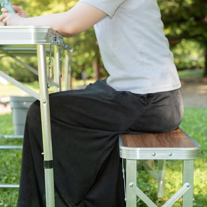 フォールディングテーブル＆ベンチセット ブラウン テーブル:W90×D60×H70 ベンチ:W87×D23×H38 折りたたみ時:W90×D10×H31 折りたたみ 折り畳み 折畳  azu-odl-559の画像