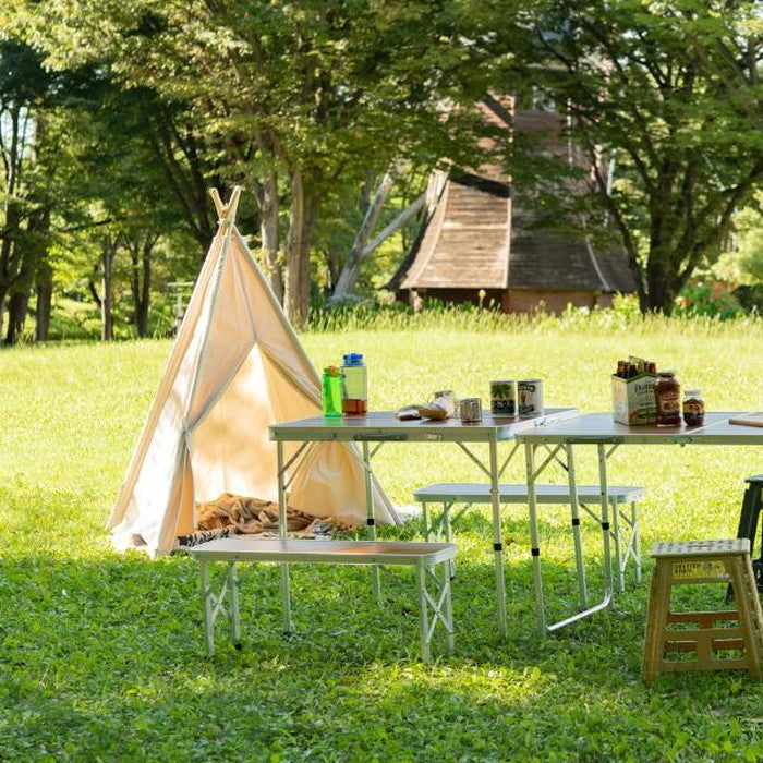 フォールディングテーブル＆ベンチセット ブラウン テーブル:W90×D60×H70 ベンチ:W87×D23×H38 折りたたみ時:W90×D10×H31 折りたたみ 折り畳み 折畳  azu-odl-559の画像